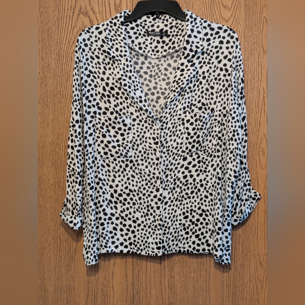 Nasty Gal Women's Dalmatian Print Button Up Top